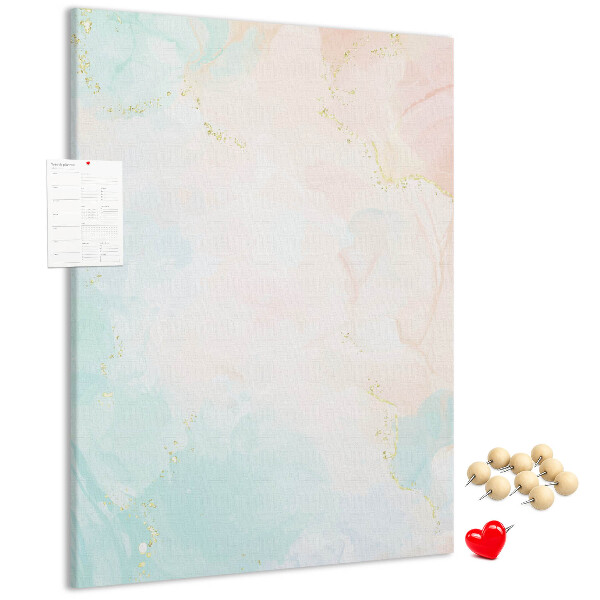 Cork notice board Delicate pastel spots with gold accents