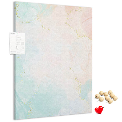 Cork notice board Delicate pastel spots with gold accents