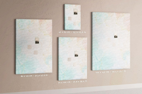 Cork notice board Delicate pastel spots with gold accents