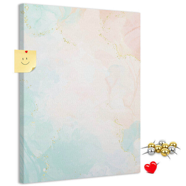 Cork notice board Delicate pastel spots with gold accents