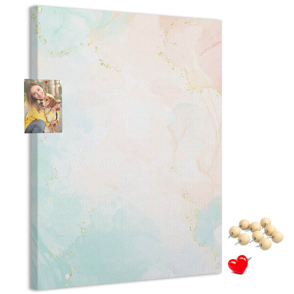 Cork notice board Delicate pastel spots with gold accents
