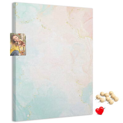 Cork notice board Delicate pastel spots with gold accents