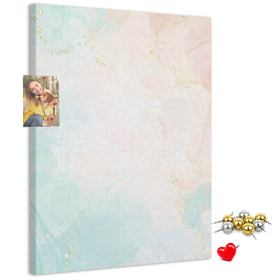 Cork notice board Delicate pastel spots with gold accents