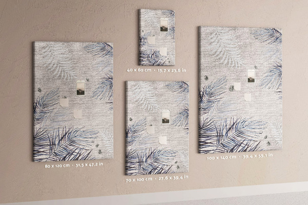 Wall cork memo board Delicate leaves on a gray background