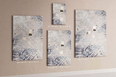 Wall cork memo board Delicate leaves on a gray background