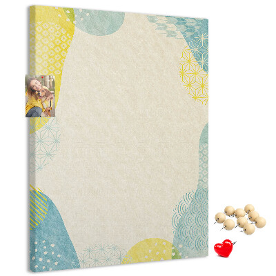 Cork notice board Colorful shapes in delicate tones