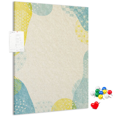 Cork notice board Colorful shapes in delicate tones