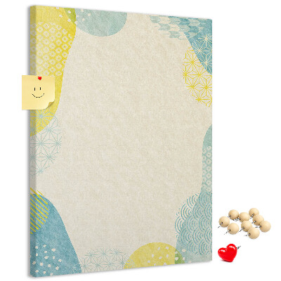 Cork notice board Colorful shapes in delicate tones