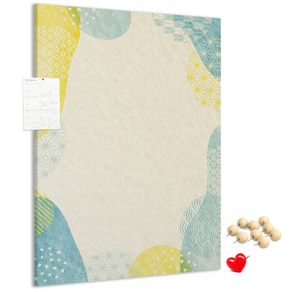 Cork notice board Colorful shapes in delicate tones