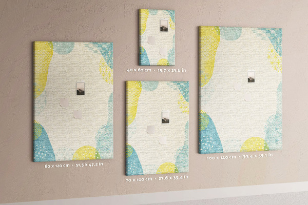 Cork notice board Colorful shapes in delicate tones
