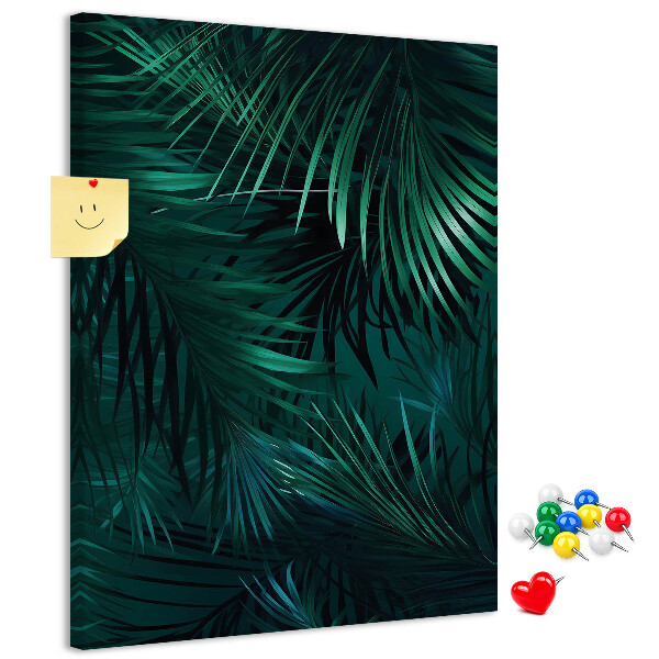 Pin board Tropical leaves in deep shades of green