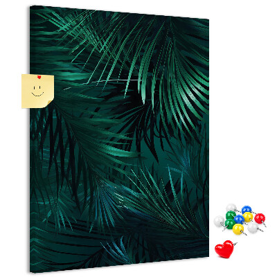 Pin board Tropical leaves in deep shades of green