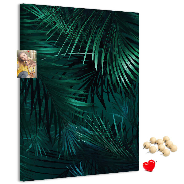 Pin board Tropical leaves in deep shades of green