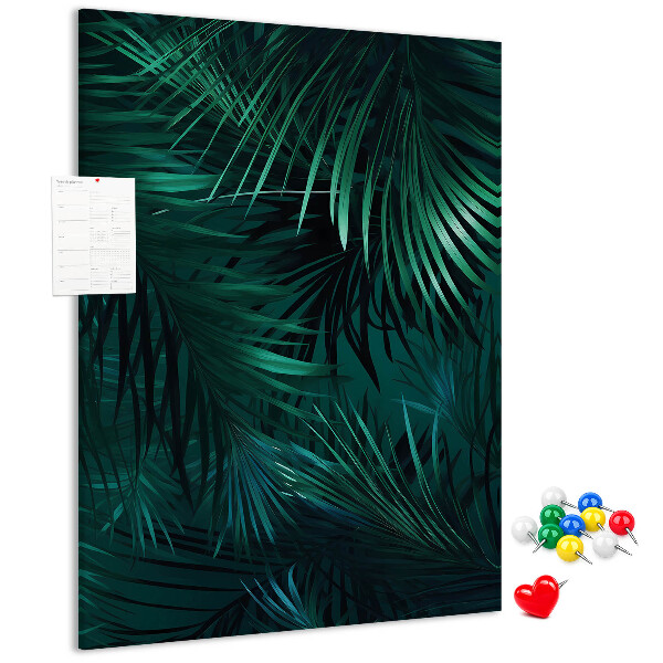 Pin board Tropical leaves in deep shades of green