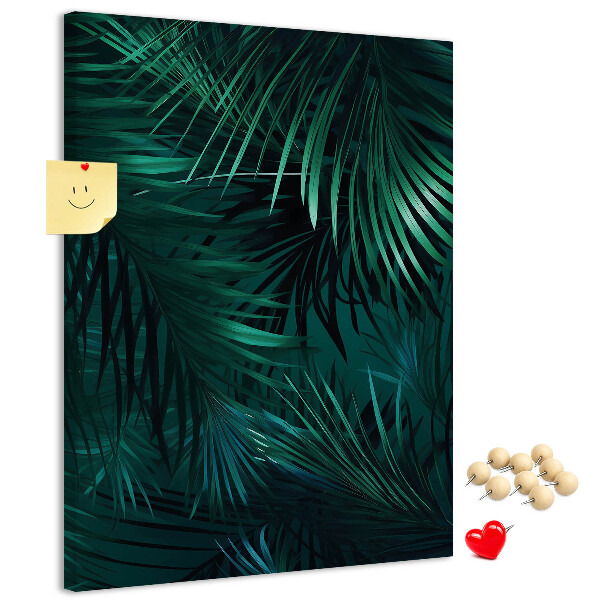 Pin board Tropical leaves in deep shades of green