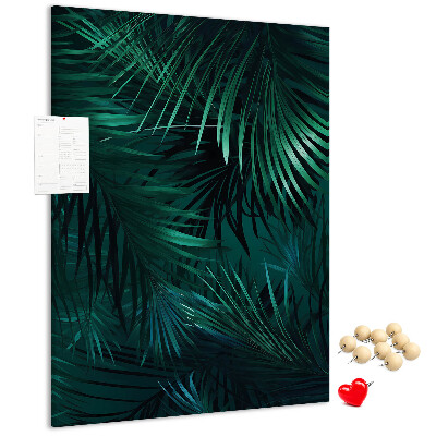 Pin board Tropical leaves in deep shades of green