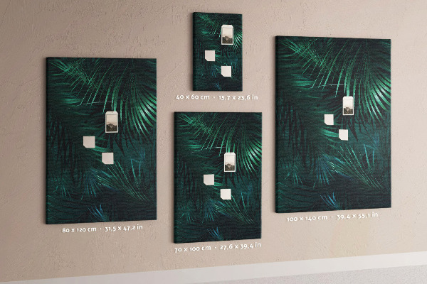 Pin board Tropical leaves in deep shades of green