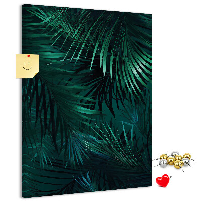 Pin board Tropical leaves in deep shades of green