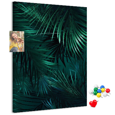 Pin board Tropical leaves in deep shades of green