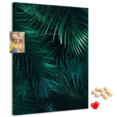 Pin board Tropical leaves in deep shades of green