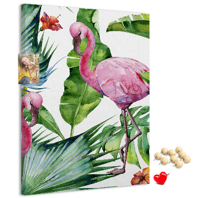 Wall cork memo board Cheerful flamingos in a tropical setting