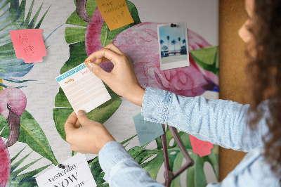 Wall cork memo board Cheerful flamingos in a tropical setting