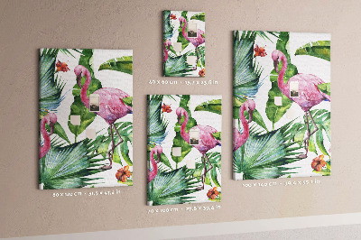 Wall cork memo board Cheerful flamingos in a tropical setting