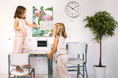 Wall cork memo board Cheerful flamingos in a tropical setting