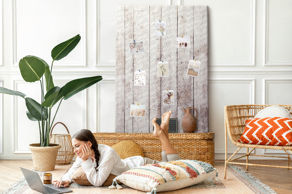 Cork notice board Rustic boards in a light shade