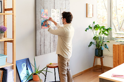 Cork notice board Rustic boards in a light shade