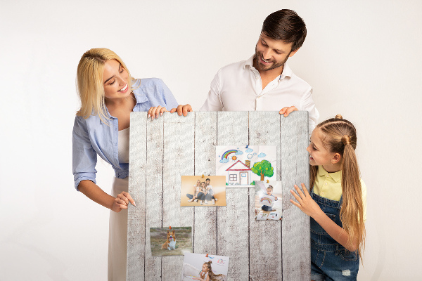 Cork notice board Rustic boards in a light shade