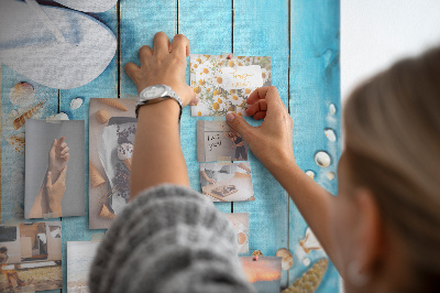 Wall cork memo board Beach flip-flops on a blue board