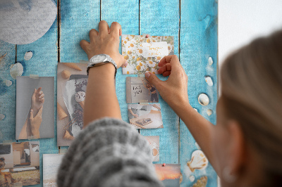 Wall cork memo board Beach flip-flops on a blue board