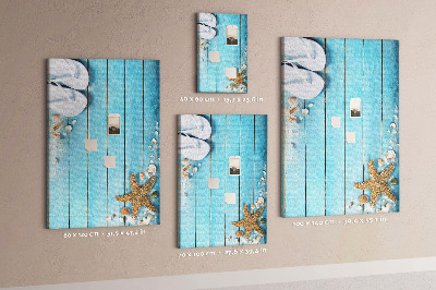 Wall cork memo board Beach flip-flops on a blue board