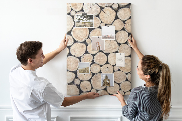 Memo cork board Wood planks in a natural arrangement