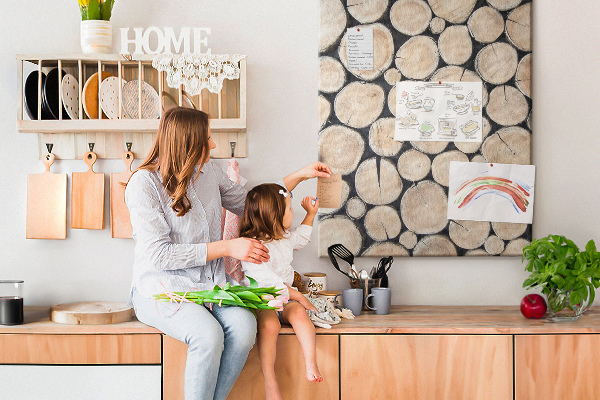 Memo cork board Wood planks in a natural arrangement