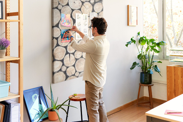 Memo cork board Wood planks in a natural arrangement
