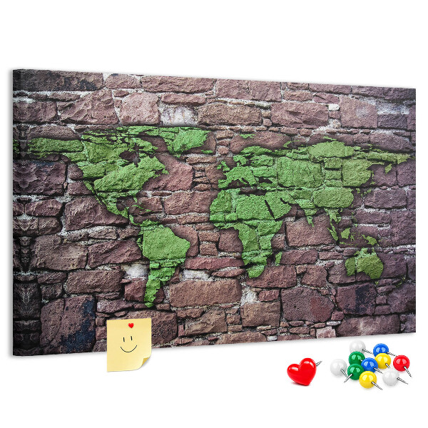 Cork board World map on the wall