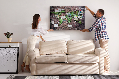 Cork board World map on the wall