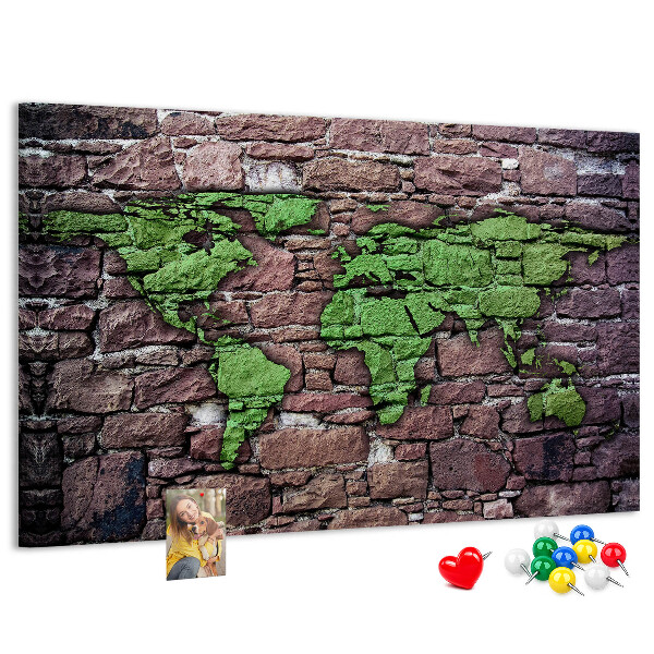 Cork board World map on the wall