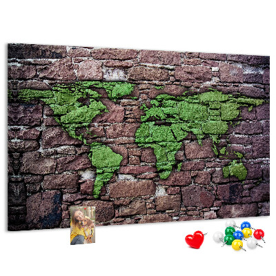 Cork board World map on the wall