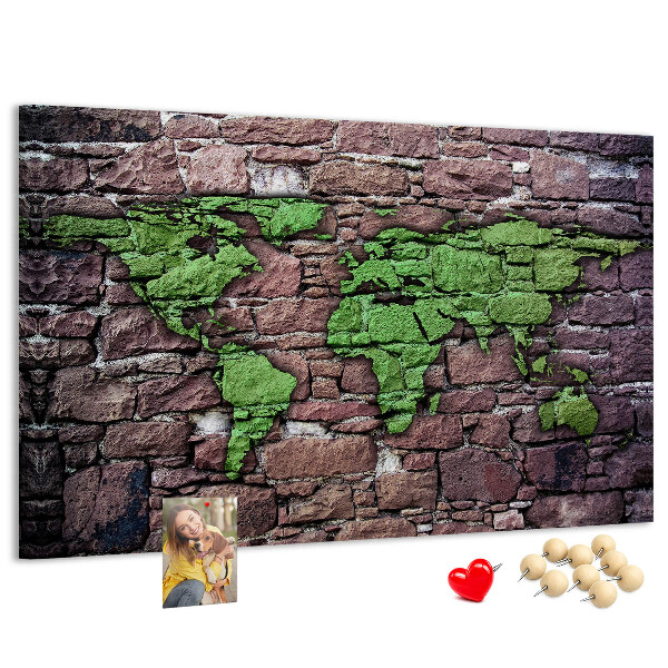 Cork board World map on the wall