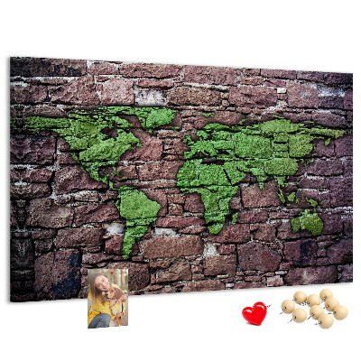 Cork board World map on the wall
