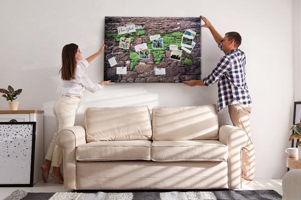 Cork board World map on the wall