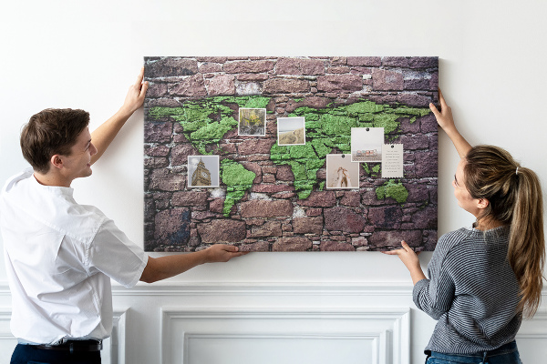 Cork board World map on the wall