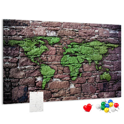 Cork board World map on the wall