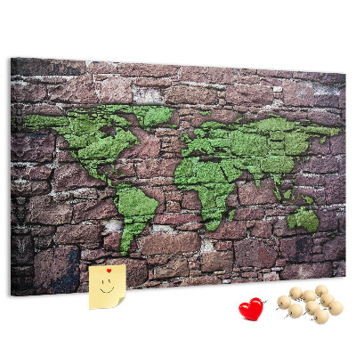Cork board World map on the wall