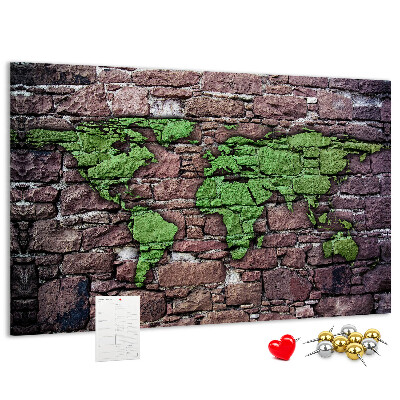 Cork board World map on the wall