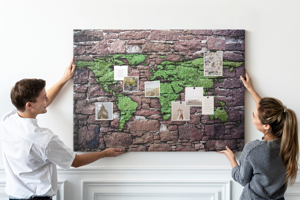 Cork board World map on the wall