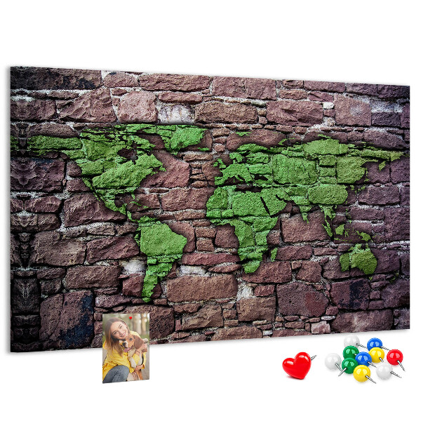 Cork board World map on the wall